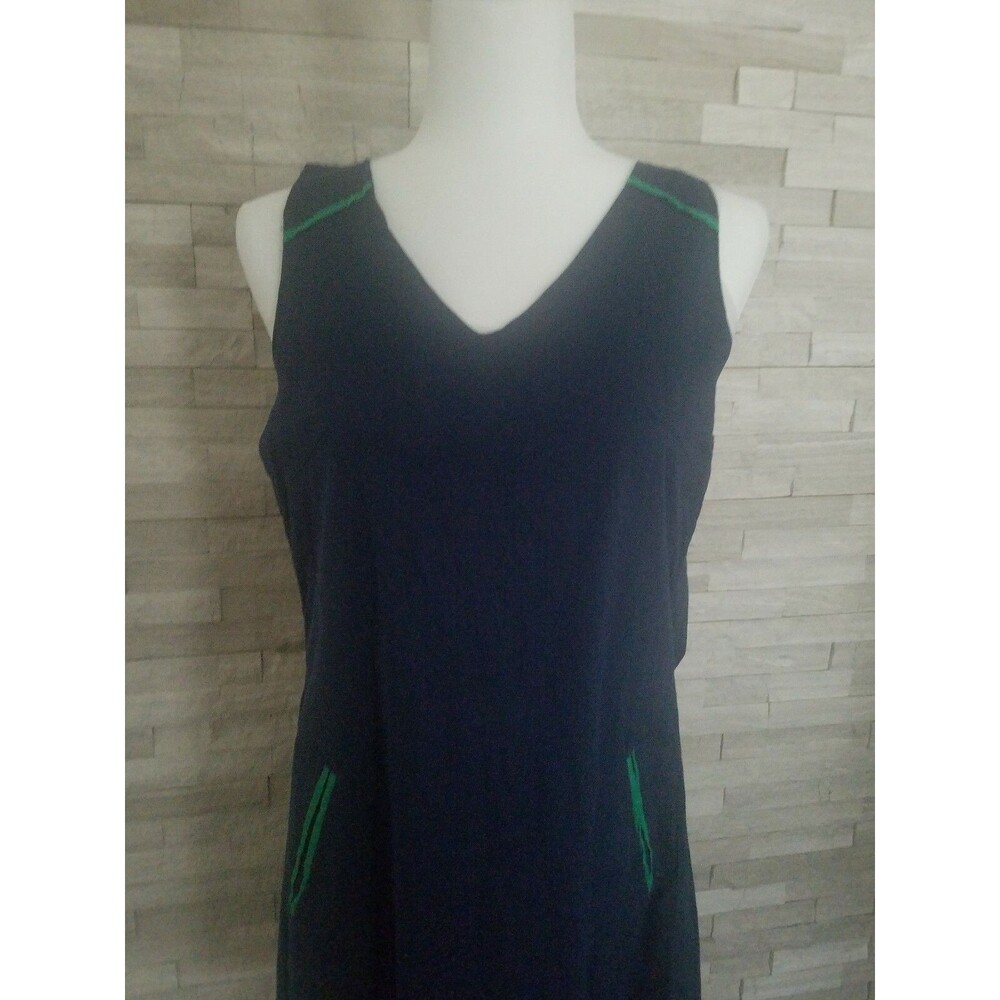 Annabella Dress Womens Medium Blue Green Pockets Sleeveless Full Back Zipper